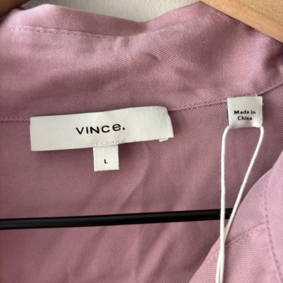 Vince RELAXED LONG SLEEVE SILK BLEND BUTTON-UP BLOUSE IN LILAC STONE Sz L - Picture 6 of 8